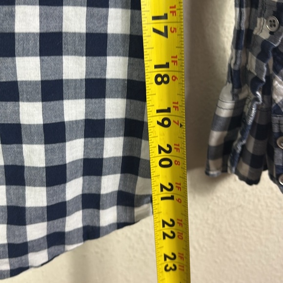 J. Crew Gingham Navy Blue White Button Down Shirt size XS - Picture 7 of 10